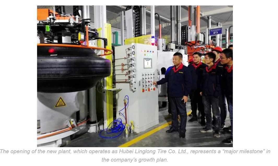 JINGMEN, China—Shandong Linglong Tire Co. Ltd. has initiated production of radial truck and bus tires at its newest factory,
